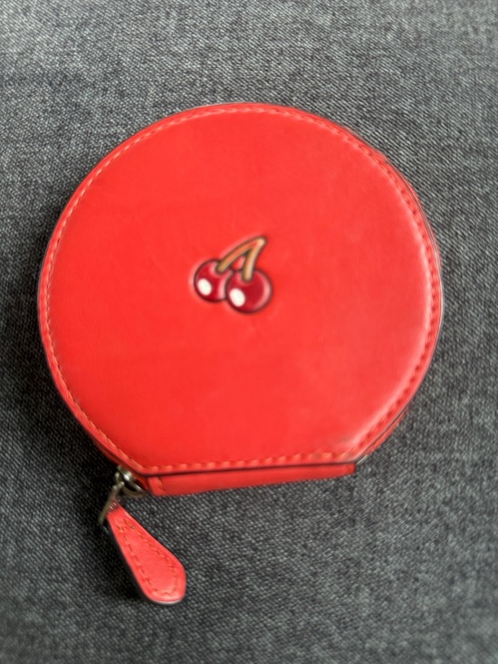 Coach Handbags - COACH Pac-Man Cherry Red Round Zip Coin Case